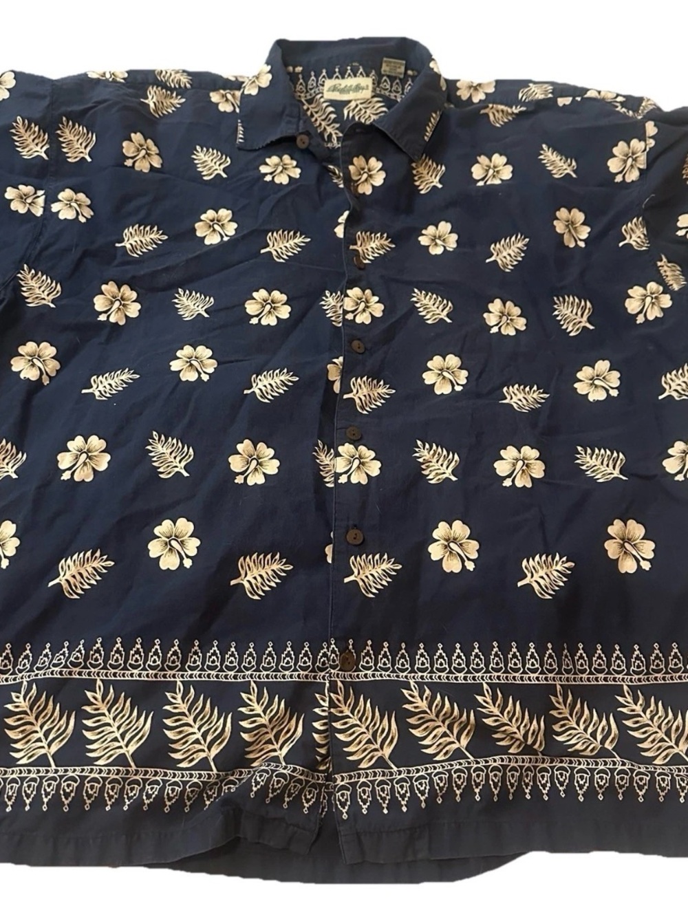 Men's Navy Floral Button-Down Shirt